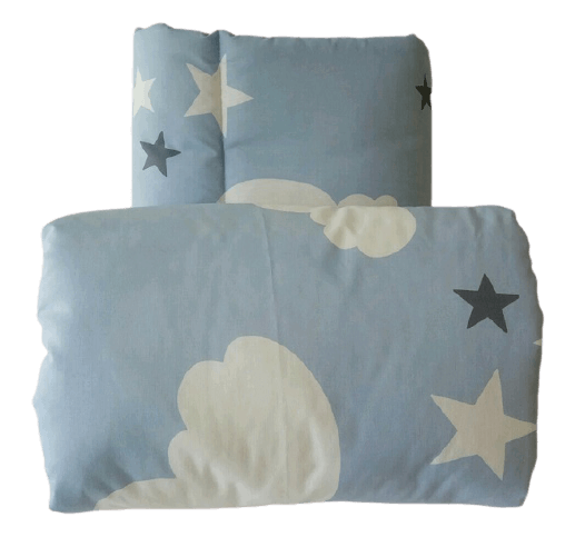 מתנה לתינוק שנולד ממצעים למיטת תינוק כחול כוכבים ועננים