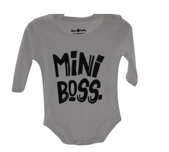 בגד גוף מדליק 3-6 | MINI BOSS לבן